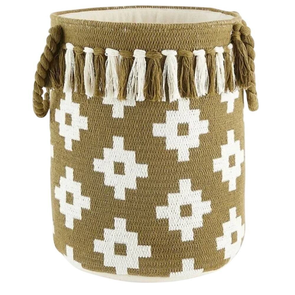 Summer & Rose Dune Woven Basket in Green/White​​